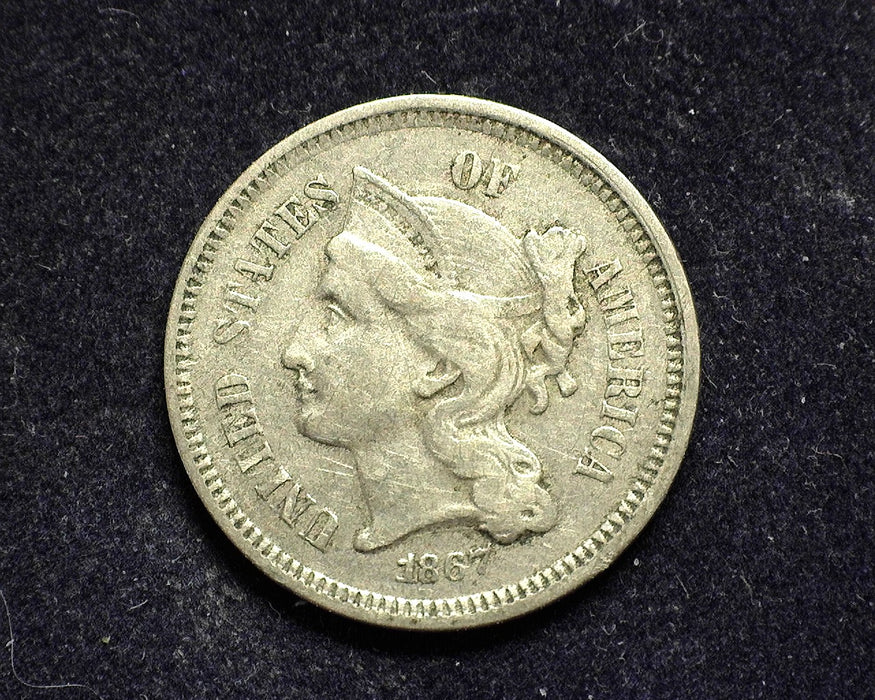 1867 Three Cent Nickel F - US Coin