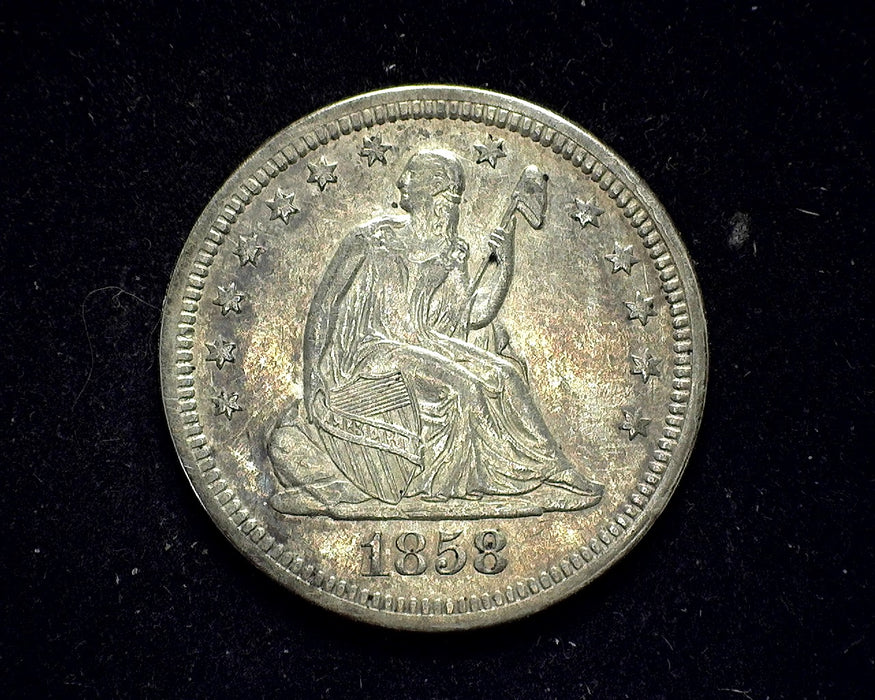 1858 Liberty Seated Quarter Xf/Au - US Coin