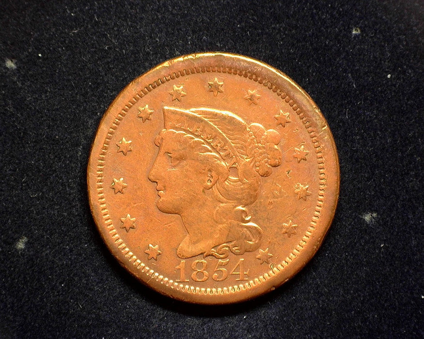 1854 Large Cent Matron VG Cleaned - US Coin