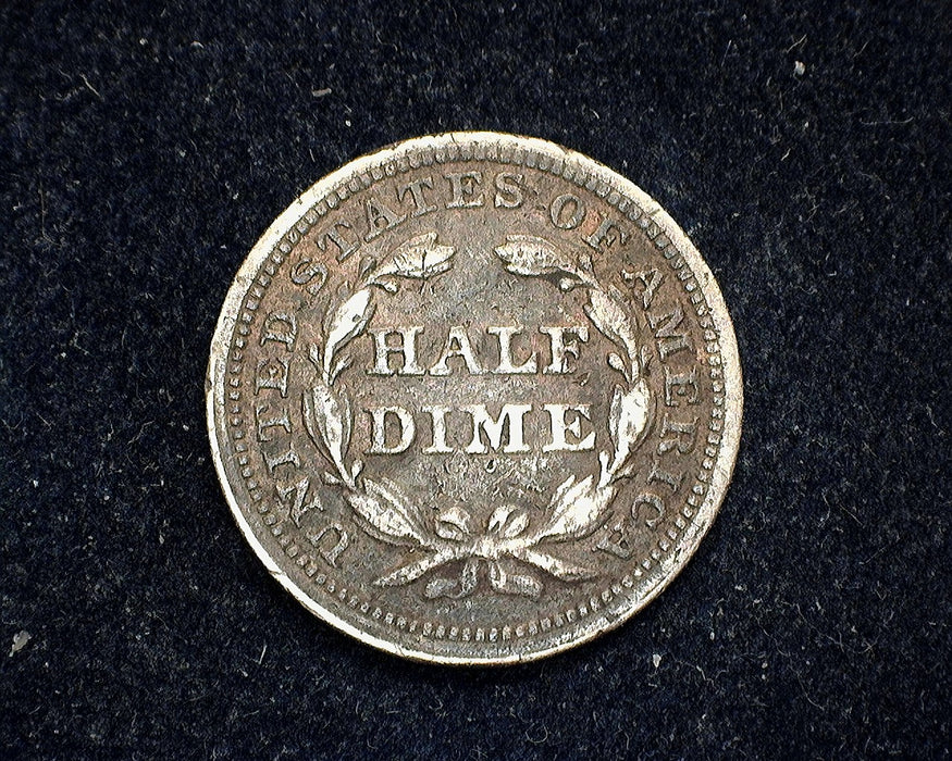 1858 Liberty Seated Half Dime F Pitting - US Coin