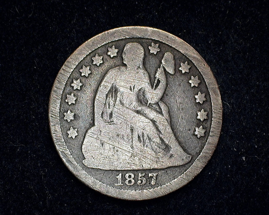 1857 Liberty Seated Dime G Abrasions - US Coin