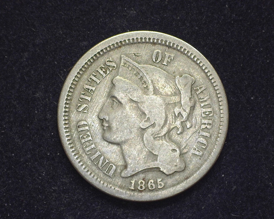 1865 Three Cent Nickel F - US Coin