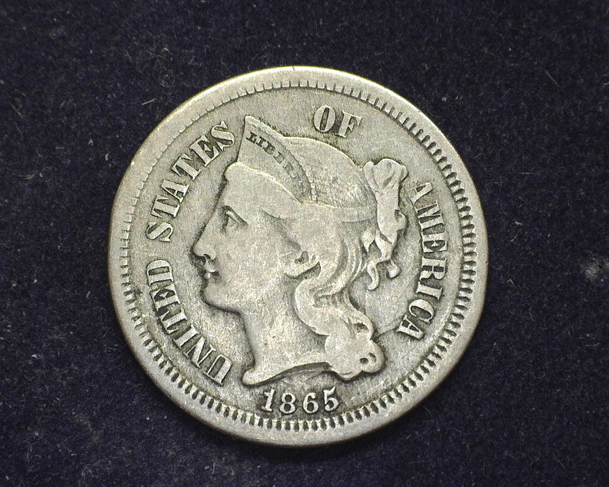 1865 Three Cent Nickel F - US Coin