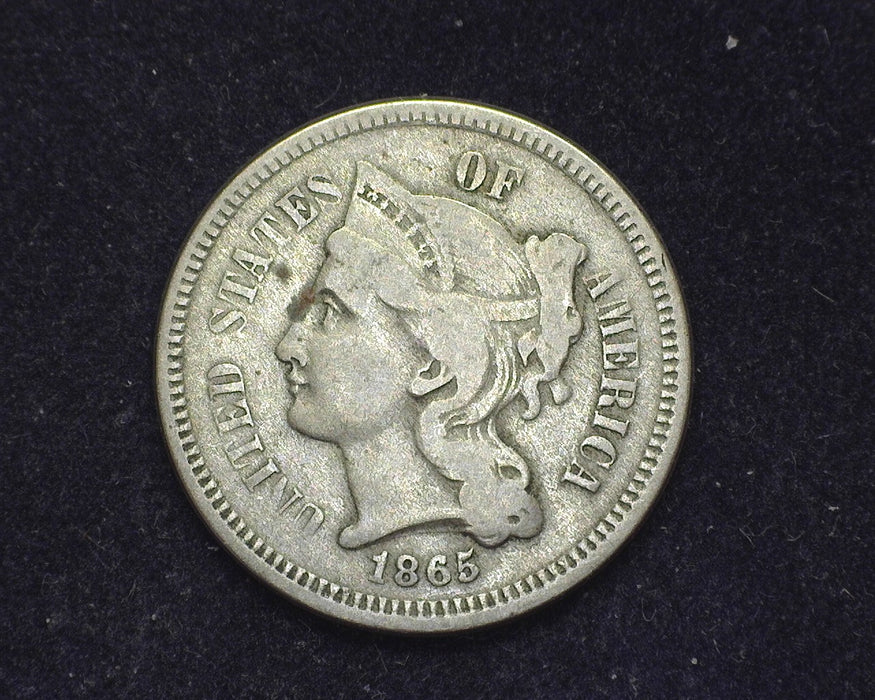 1865 Three Cent Nickel F - US Coin