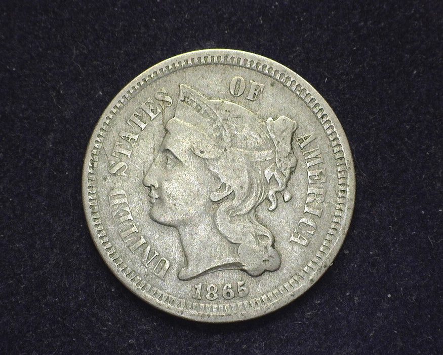 1865 Three Cent Nickel F - US Coin