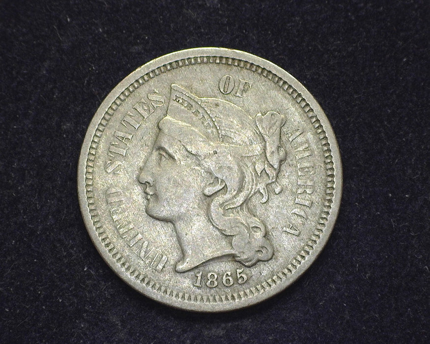 1865 Three Cent Nickel F - US Coin