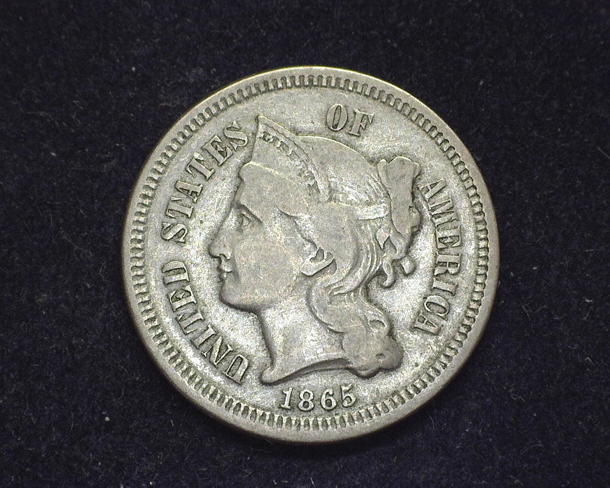 1865 Three Cent Nickel F - US Coin