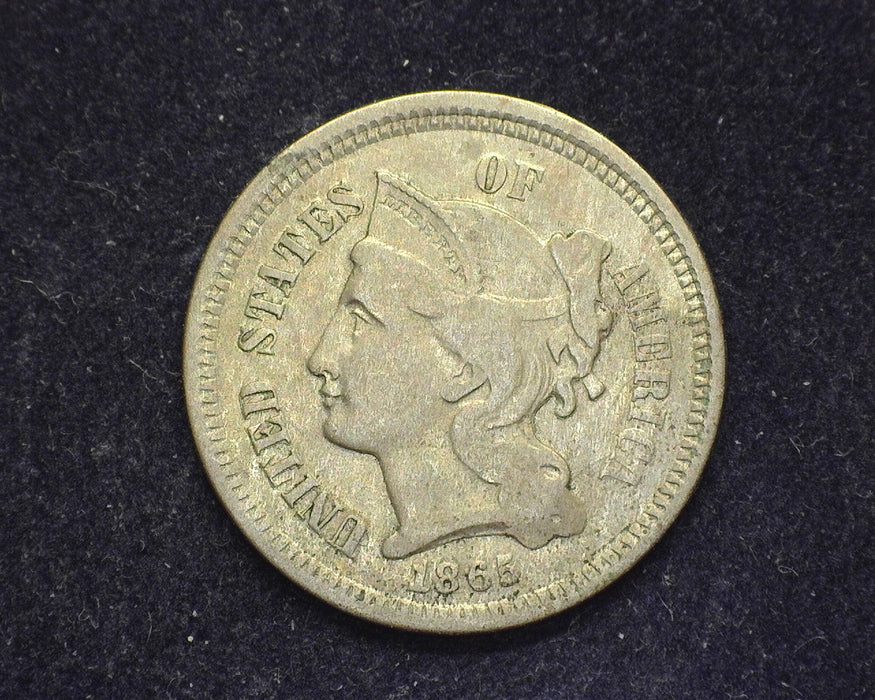 1865 Three Cent Nickel F - US Coin