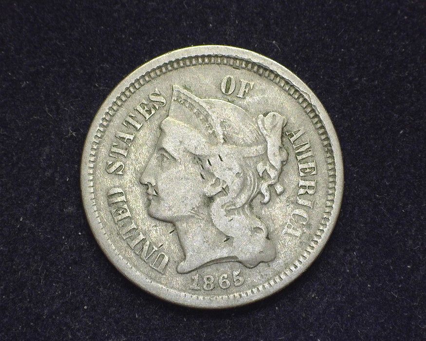 1865 Three Cent Nickel VG - US Coin