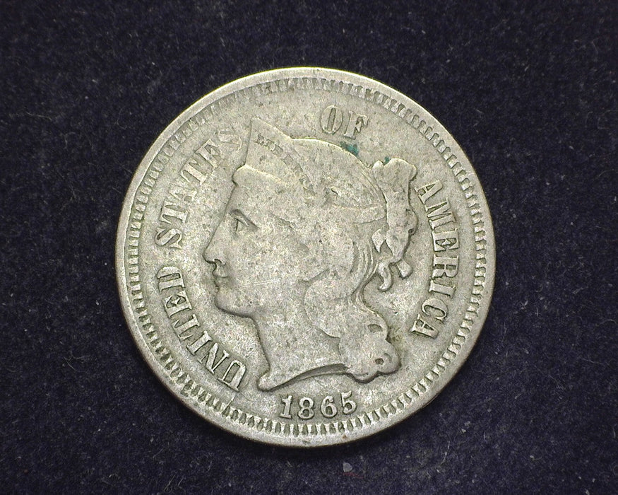 1865 Three Cent Nickel VG - US Coin