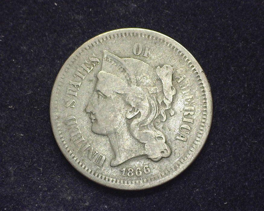 1866 Three Cent Nickel F - US Coin