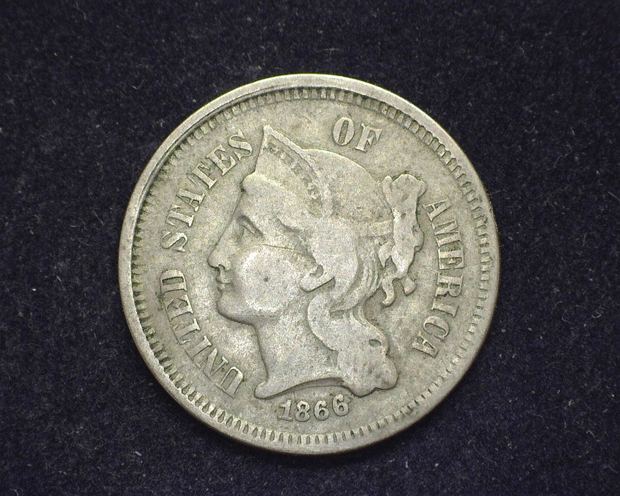 1866 Three Cent Nickel VG - US Coin