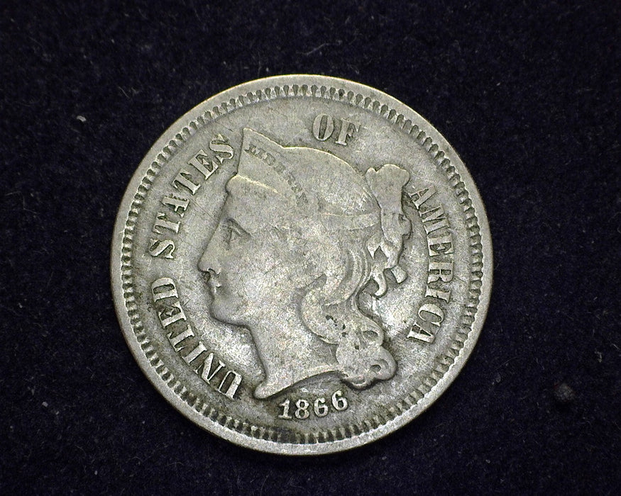 1866 Three Cent Nickel VG - US Coin