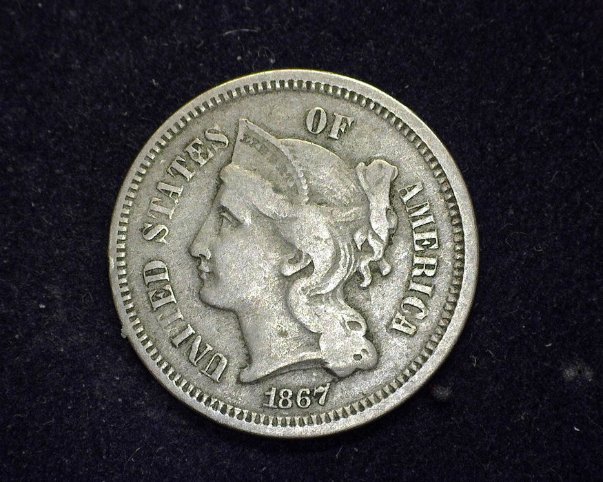 1867 Three Cent Nickel F - US Coin