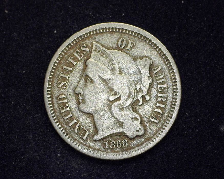 1868 Three Cent Nickel F - US Coin