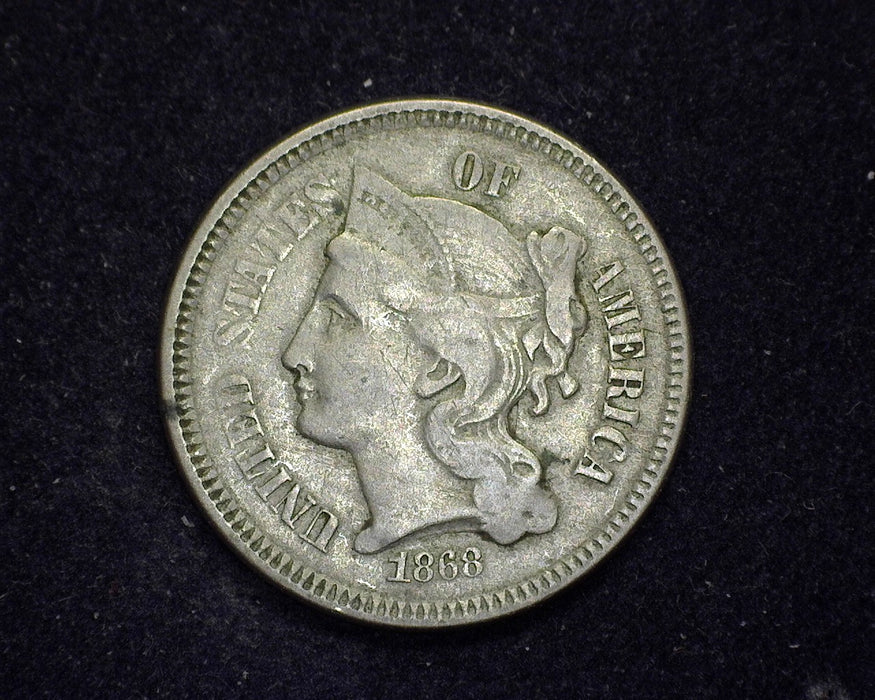 1868 Three Cent Nickel F - US Coin