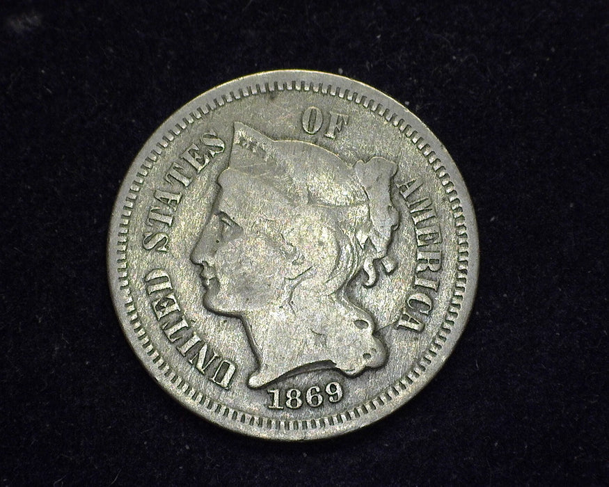 1869 Three Cent Nickel VG - US Coin