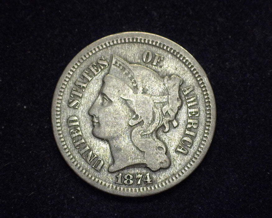 1874 Three Cent Nickel F - US Coin