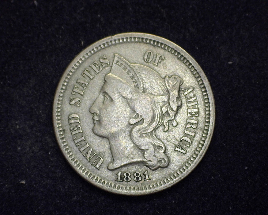 1881 Three Cent Nickel F - US Coin