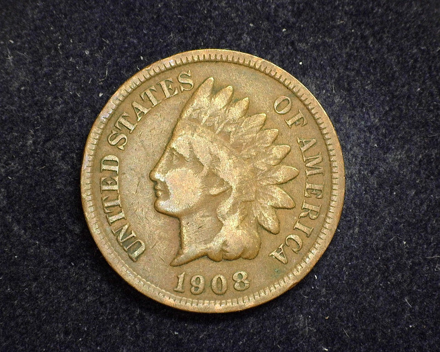 1908 S Indian Head Penny/Cent VG/F - US Coin