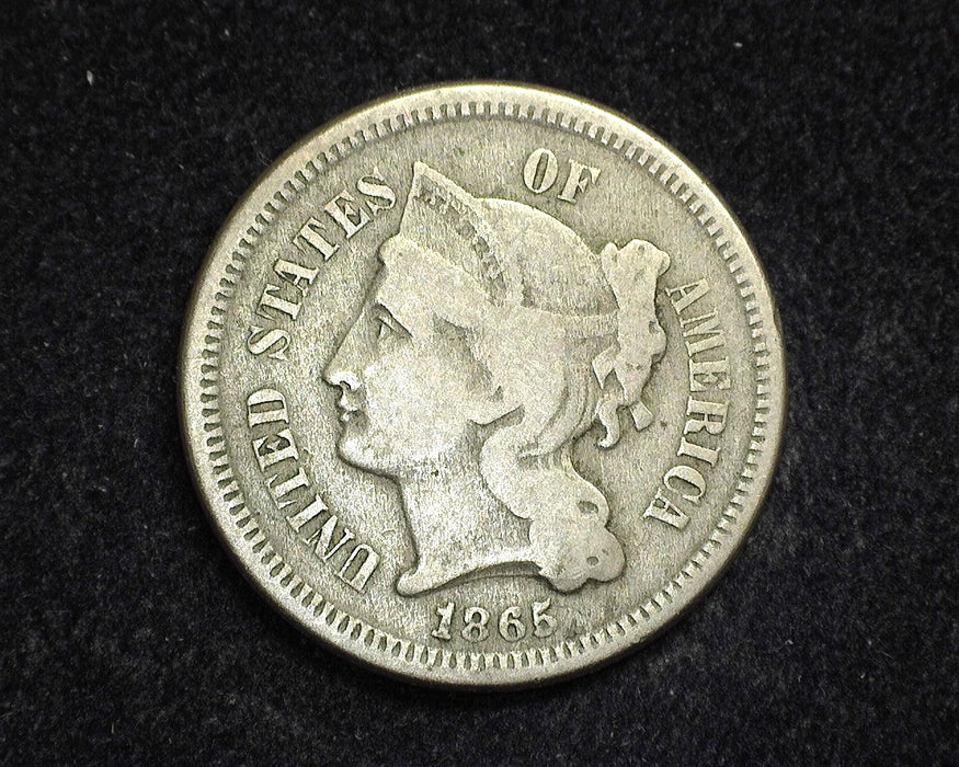 1865 Three Cent Nickel VG - US Coin