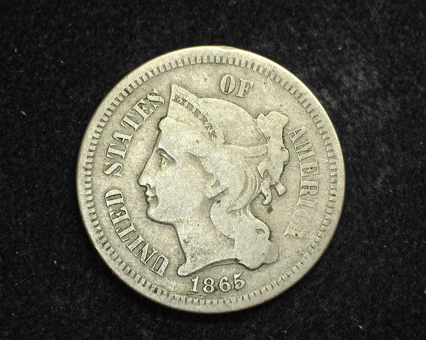 1865 Three Cent Nickel VG - US Coin