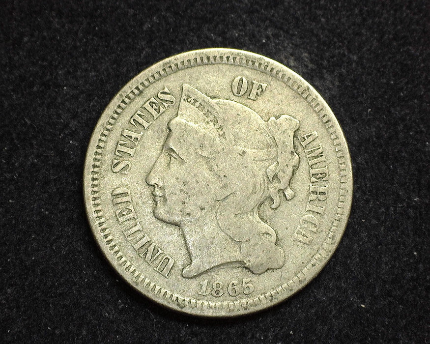 1865 Three Cent Nickel VG - US Coin