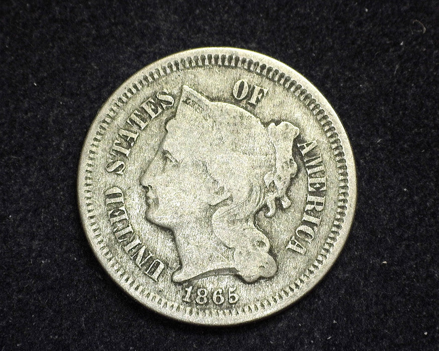 1865 Three Cent Nickel VG - US Coin