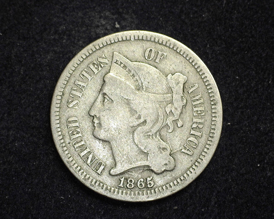 1865 Three Cent Nickel VG - US Coin