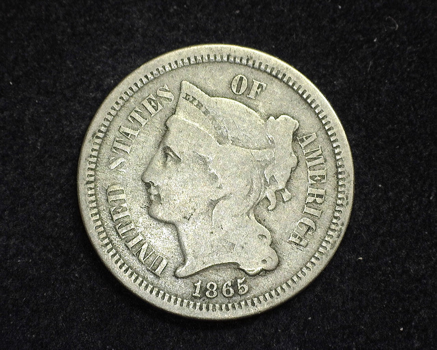 1865 Three Cent Nickel VG - US Coin