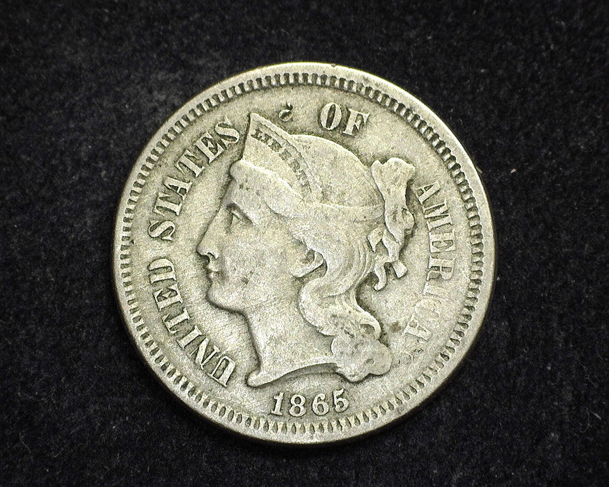 1865 Three Cent Nickel VG - US Coin