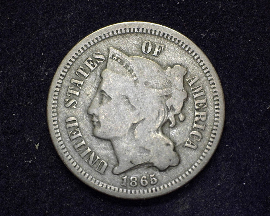 1865 Three Cent Nickel VG - US Coin