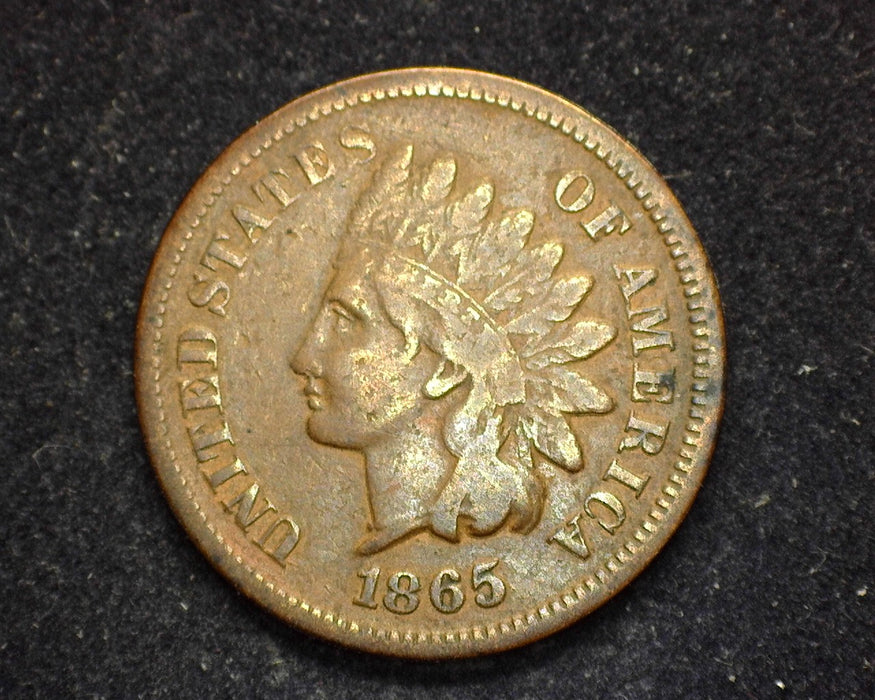 1865 Plain 5 Indian Head Penny/Cent F - US Coin