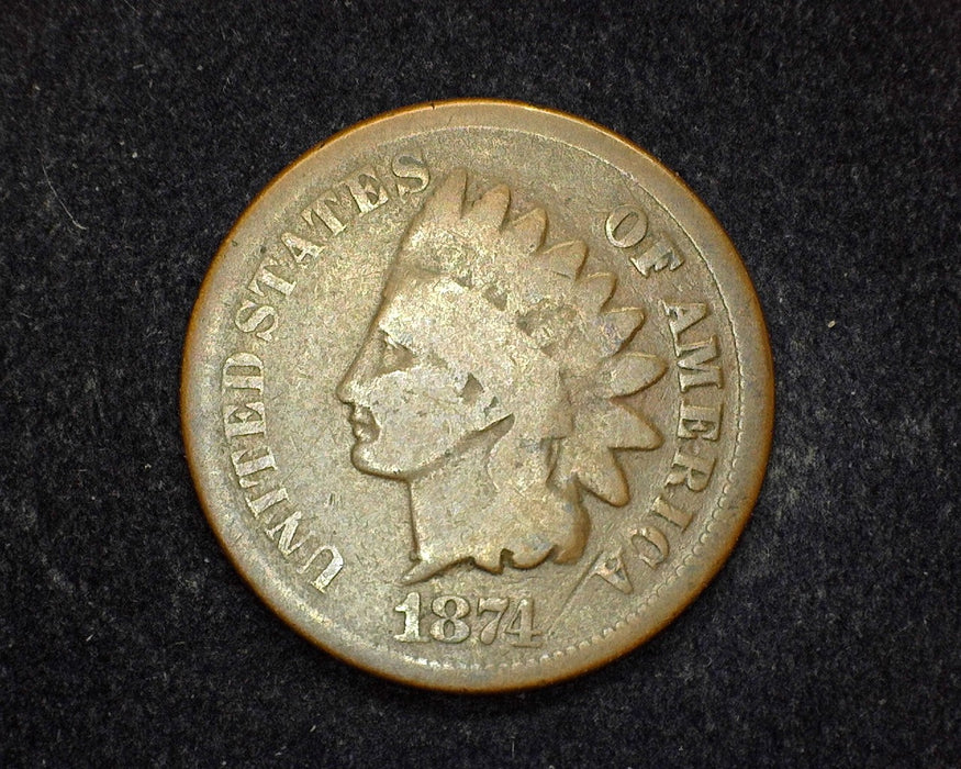 1874 Indian Head Penny/Cent G - US Coin