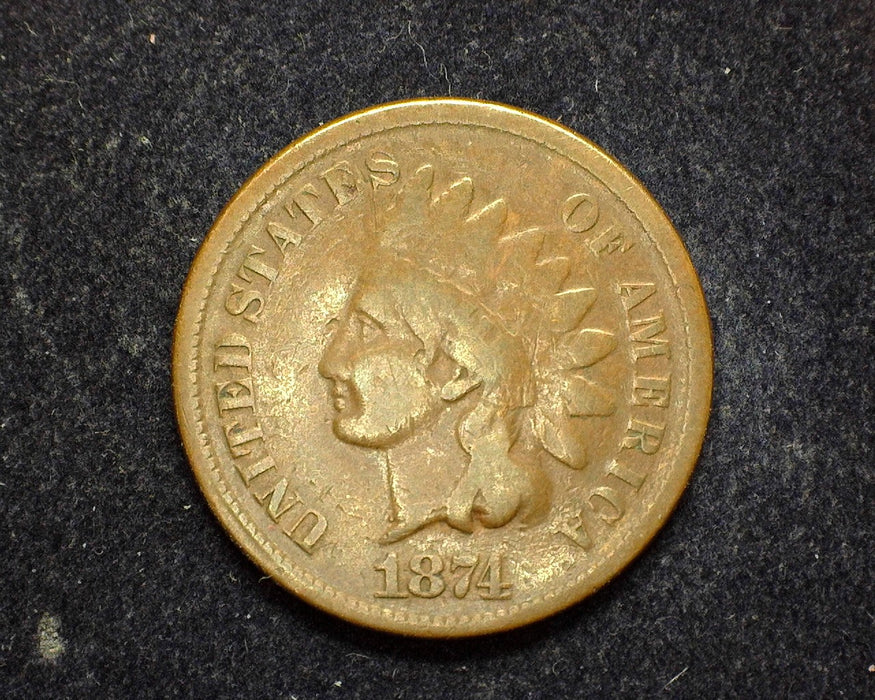 1874 Indian Head Penny/Cent VG - US Coin