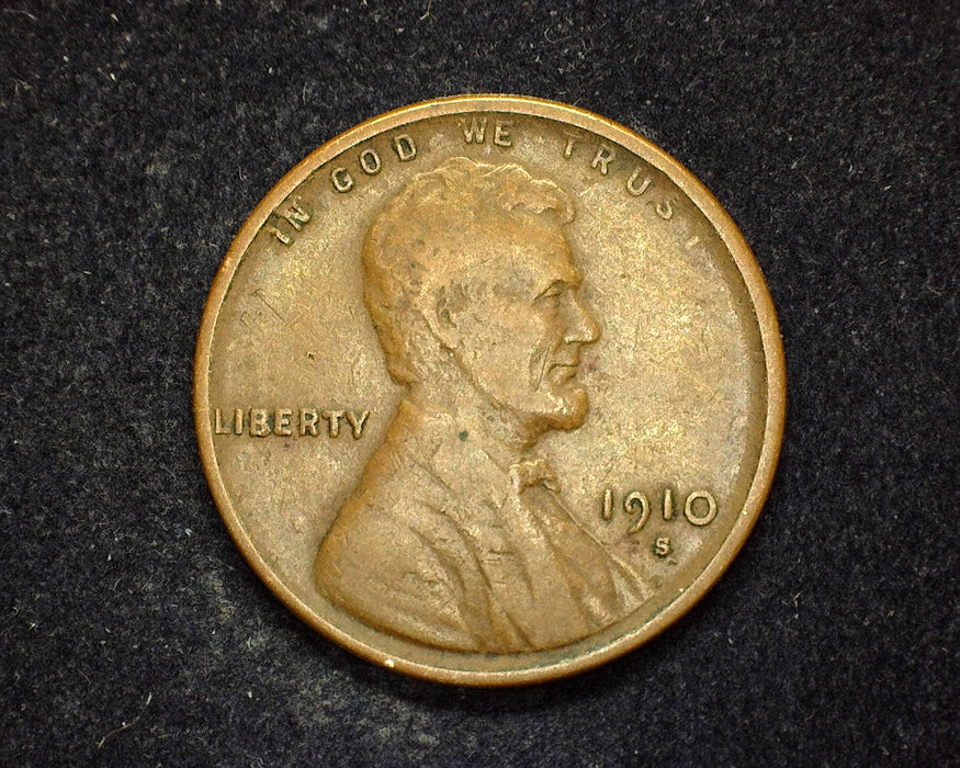 1910 S Lincoln Wheat Penny/Cent F/VF - US Coin