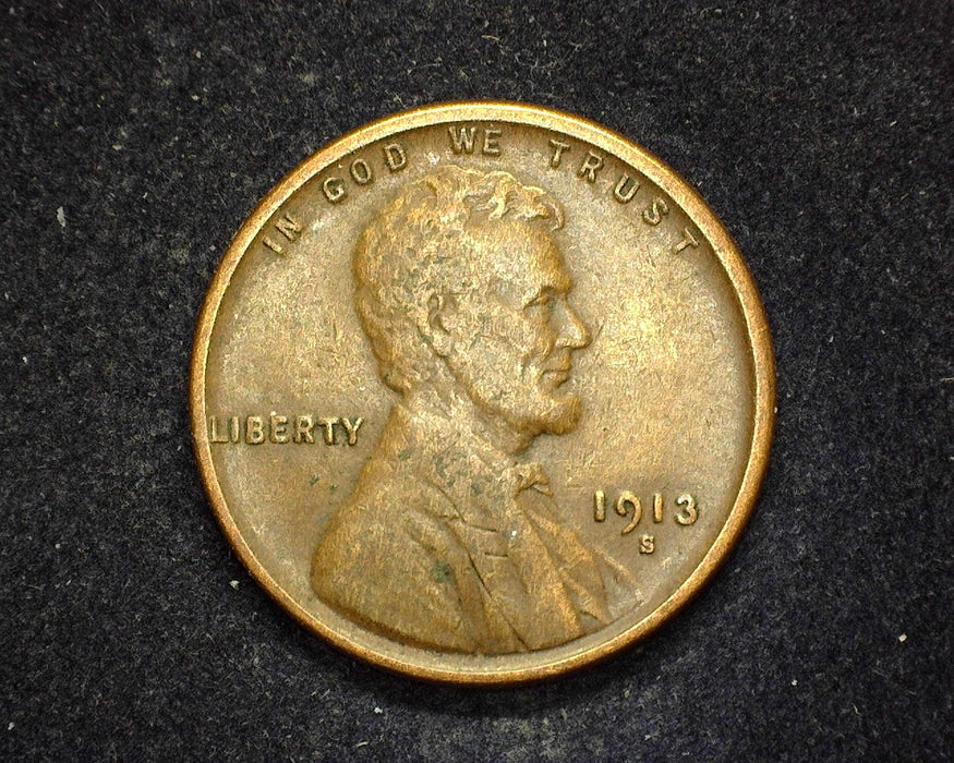 1913 S Lincoln Wheat Penny/Cent VF - US Coin