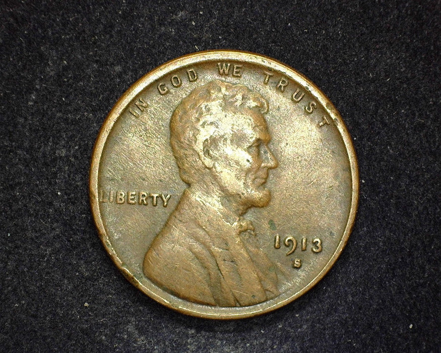 1913 S Lincoln Wheat Penny/Cent VF - US Coin