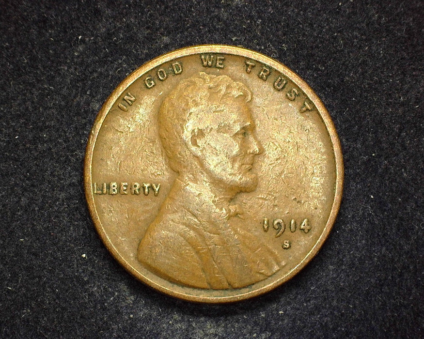 1914 S Lincoln Wheat Penny/Cent F/VF - US Coin