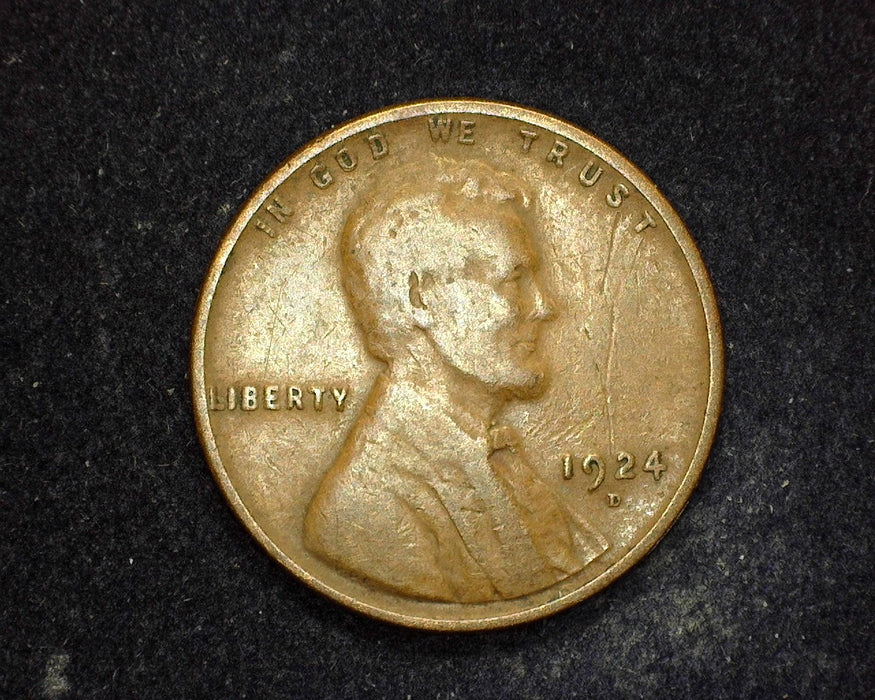 1924 D Lincoln Wheat Penny/Cent F - US Coin