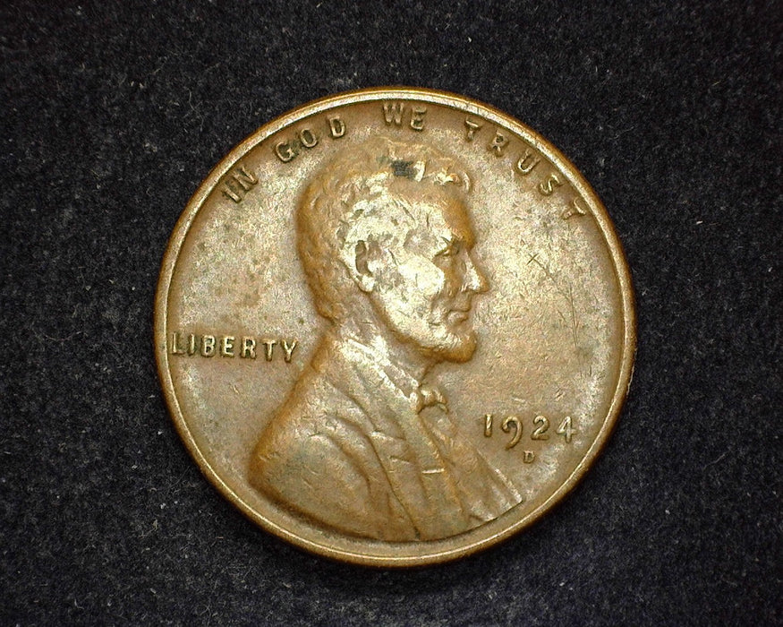 1924 D Lincoln Wheat Penny/Cent F - US Coin