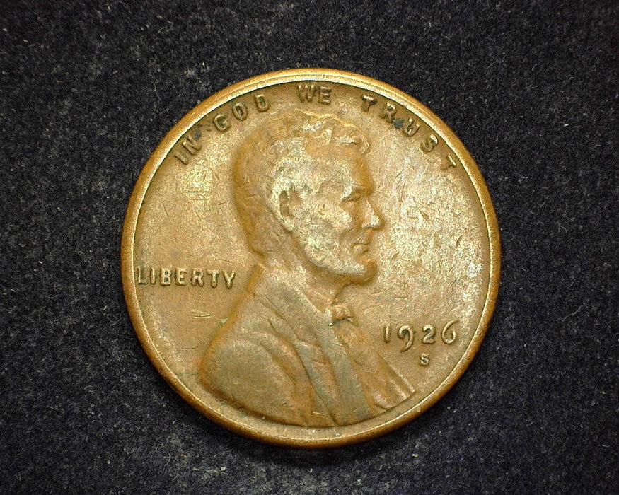 1926 S Lincoln Wheat Penny/Cent F/VF - US Coin