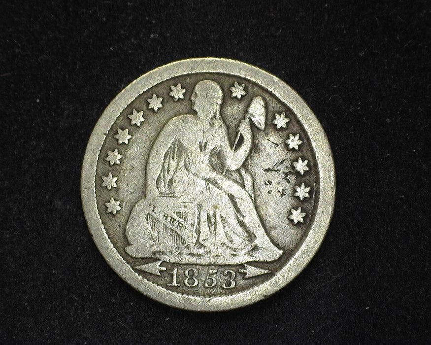 1853 Arrows Liberty Seated Dime VG - US Coin