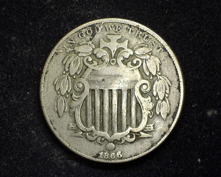 1866 Rays Shield Nickel F - US Coin