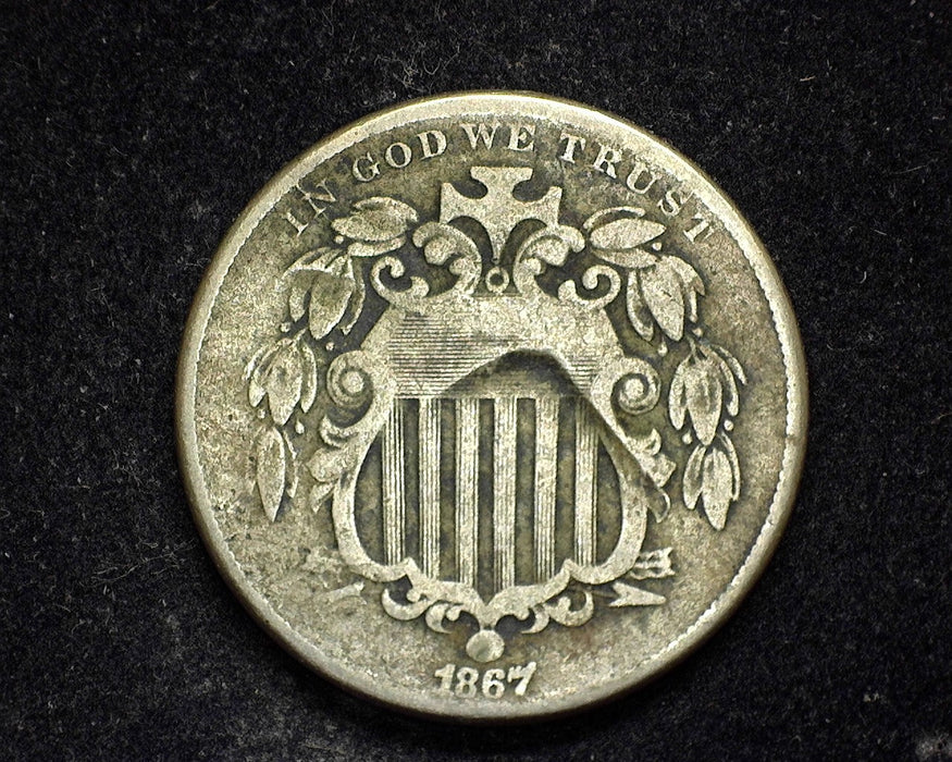 1867 No Rays Shield Nickel VG - US Coin