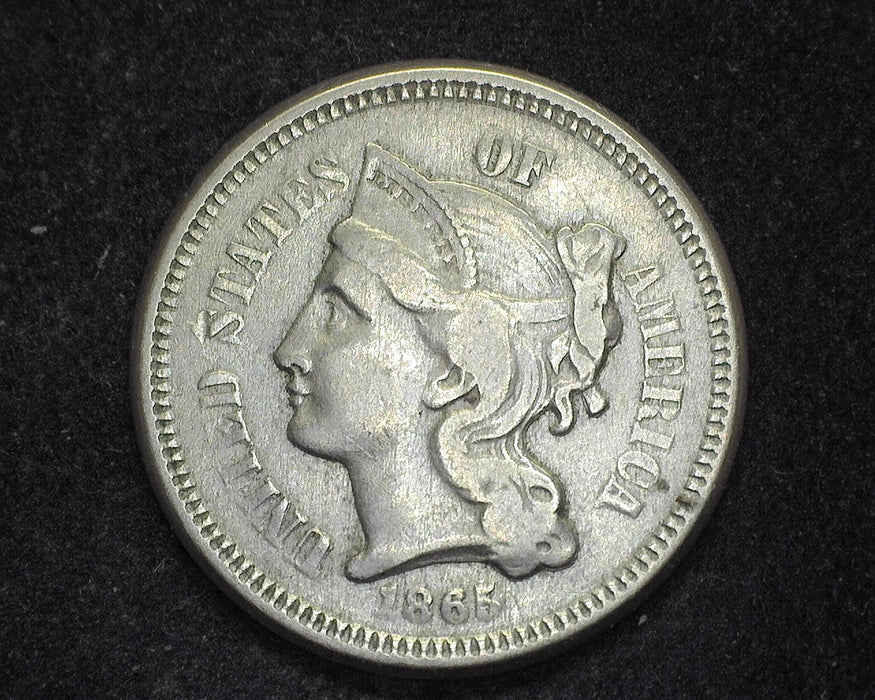 1865 Three Cent Nickel F - US Coin