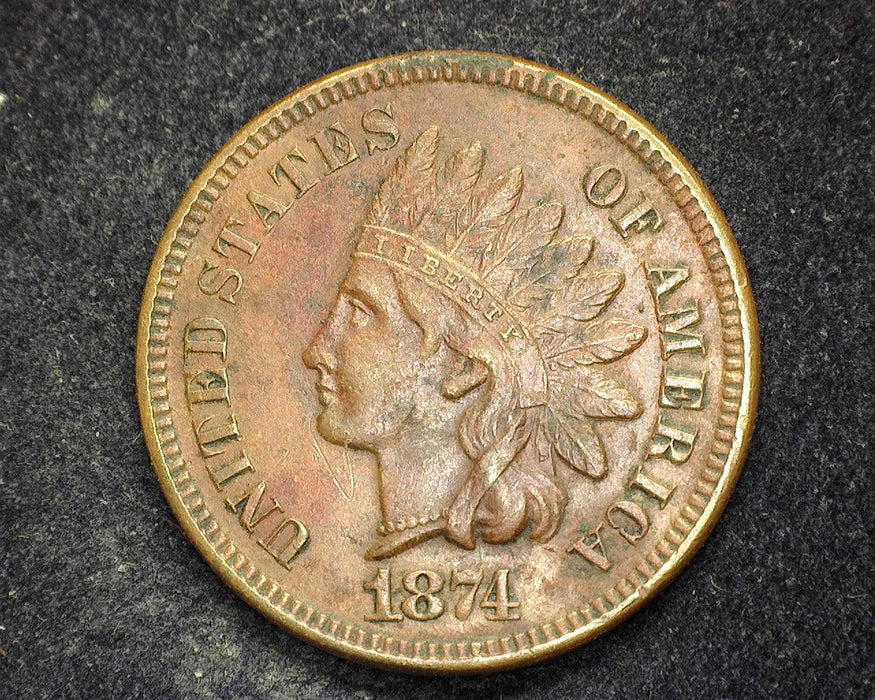 1874 Indian Head Penny/Cent XF - US Coin