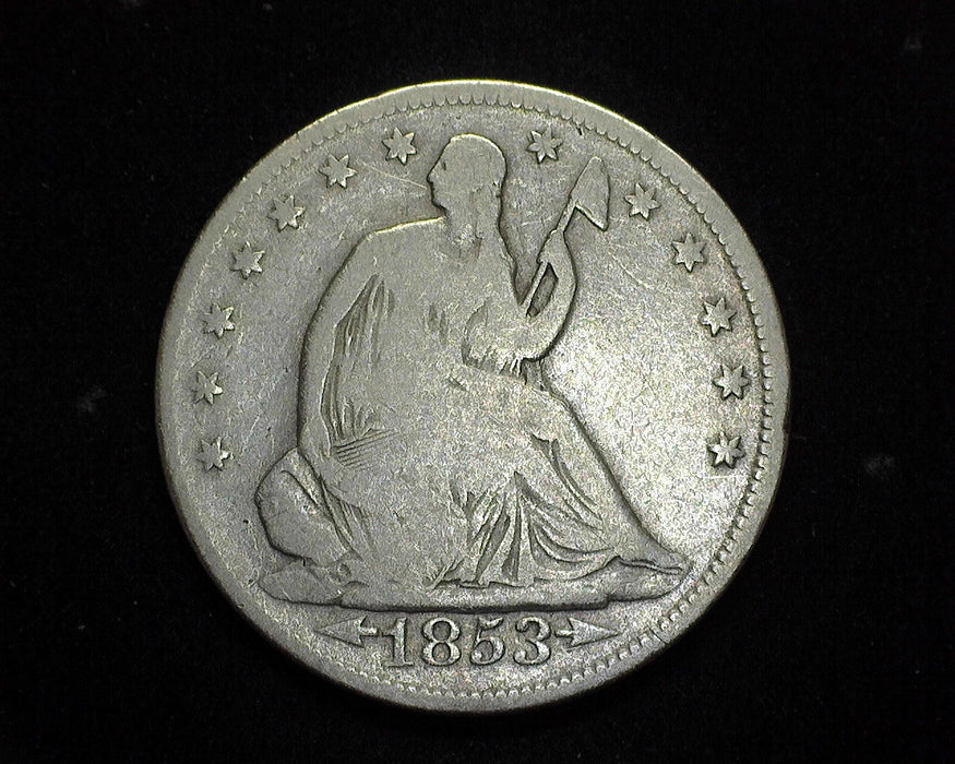 1853 Arrows & Rays Seated Liberty Half Dollar G  - US Coin