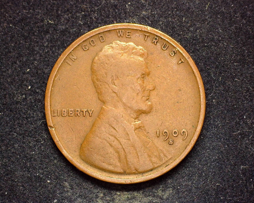 1909 S Lincoln Wheat Penny/Cent F/VF - US Coin