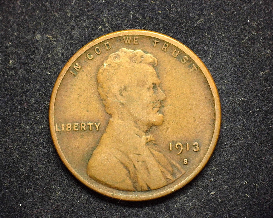 1913 S Lincoln Wheat Penny/Cent VG/F - US Coin